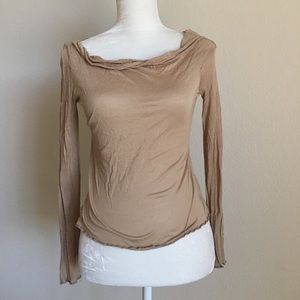 Sheer Long Sleeve Tan Top